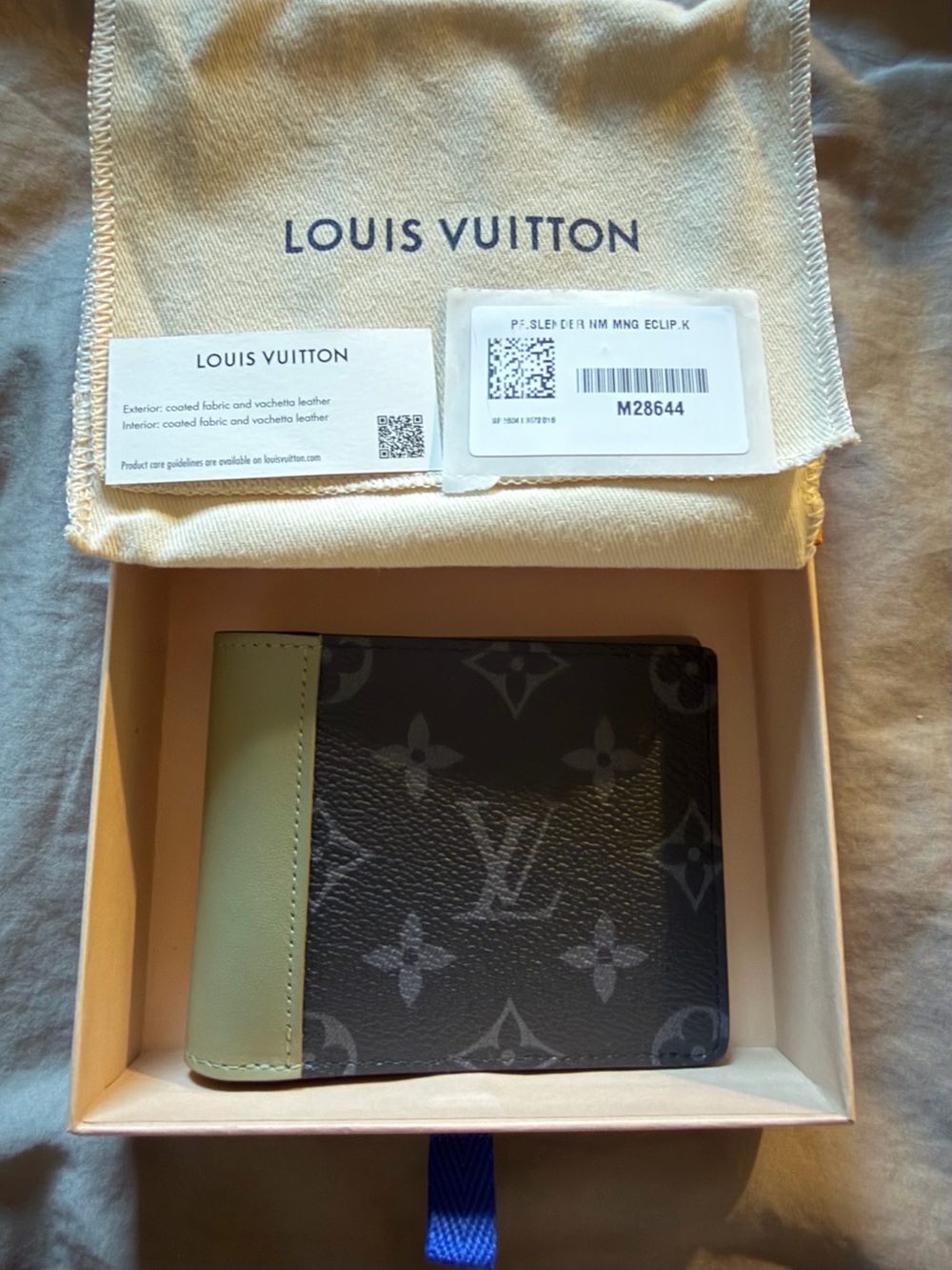 Louis Vuitton Monogram Eclipse Bi-Fold Wallet in Black and Olive Green